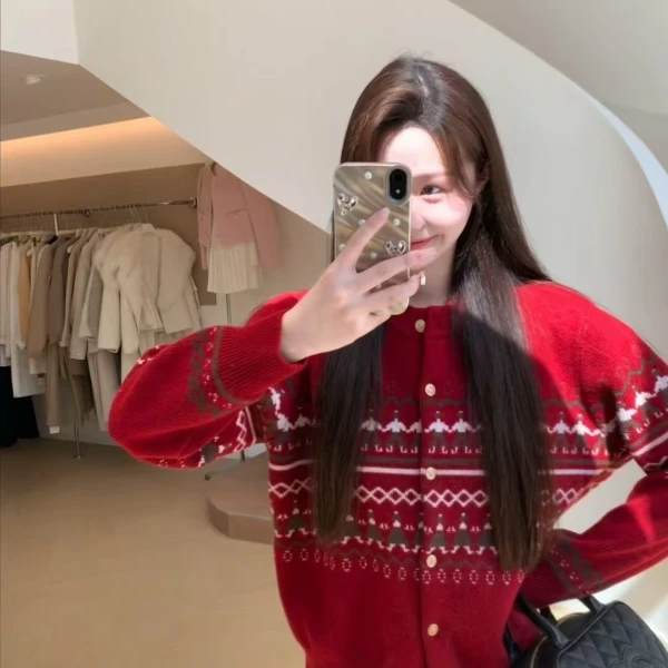 flower自制秋冬新款法式复古针织衫内搭外穿开衫减龄显瘦毛衣套装