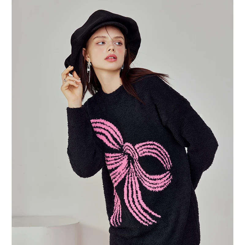 莫里伊【撞色蝴蝶结】小众时尚设计休闲舒适可外穿保暖睡衣家居服