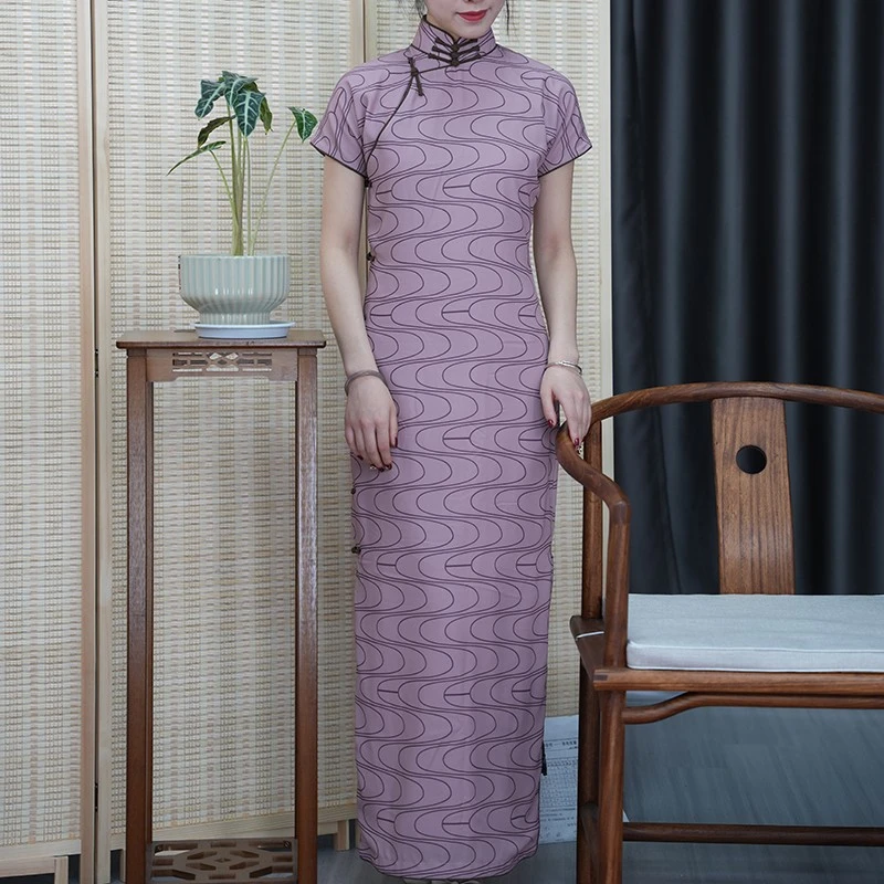 玲珑缎新品原创张曼玉同款古法一片式无省全开襟旗袍手工扣1930s