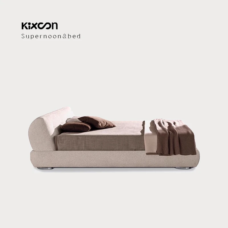 KEFE SUPERMOON BED新款羊羔绒布艺床意式极简轻奢别墅高定家具