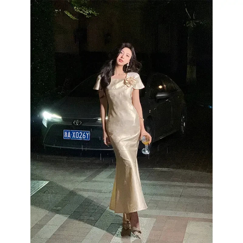 【金色蔷薇】设计师款蕾丝气质显瘦收腰连衣裙ZX02492