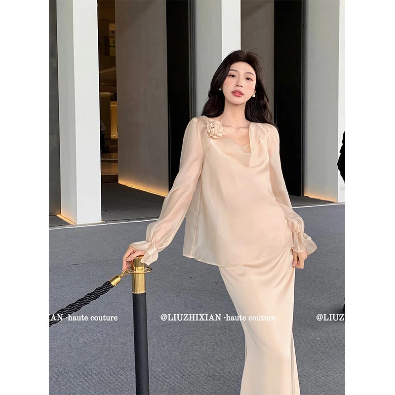 ZX【雾里看花】气质设计感显瘦春秋衬衫套装ZX02484