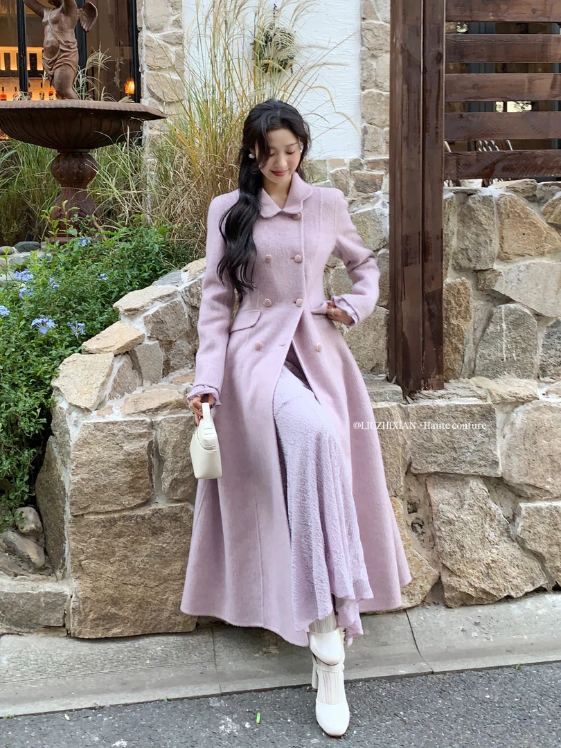 【书墨与烟火】秋冬回馈5折起设计感肩棉揿扣 长款大衣ZX023158