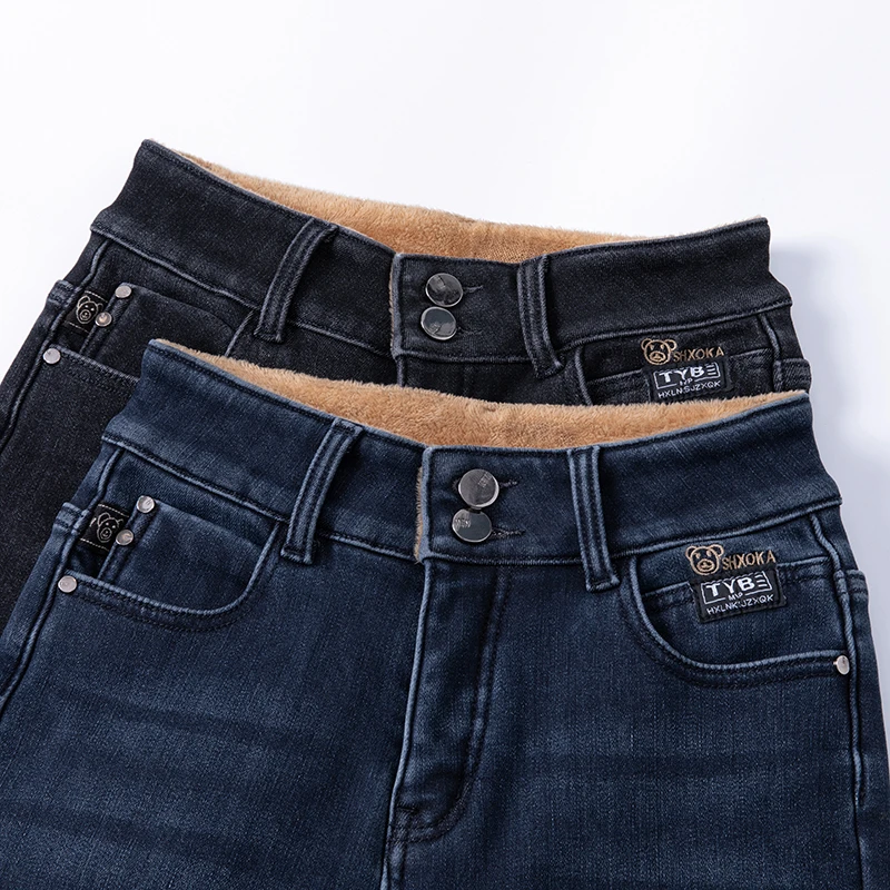 YY秋冬弹力牛仔裤女高腰修身铅笔裤紧身显瘦韩版小脚长裤