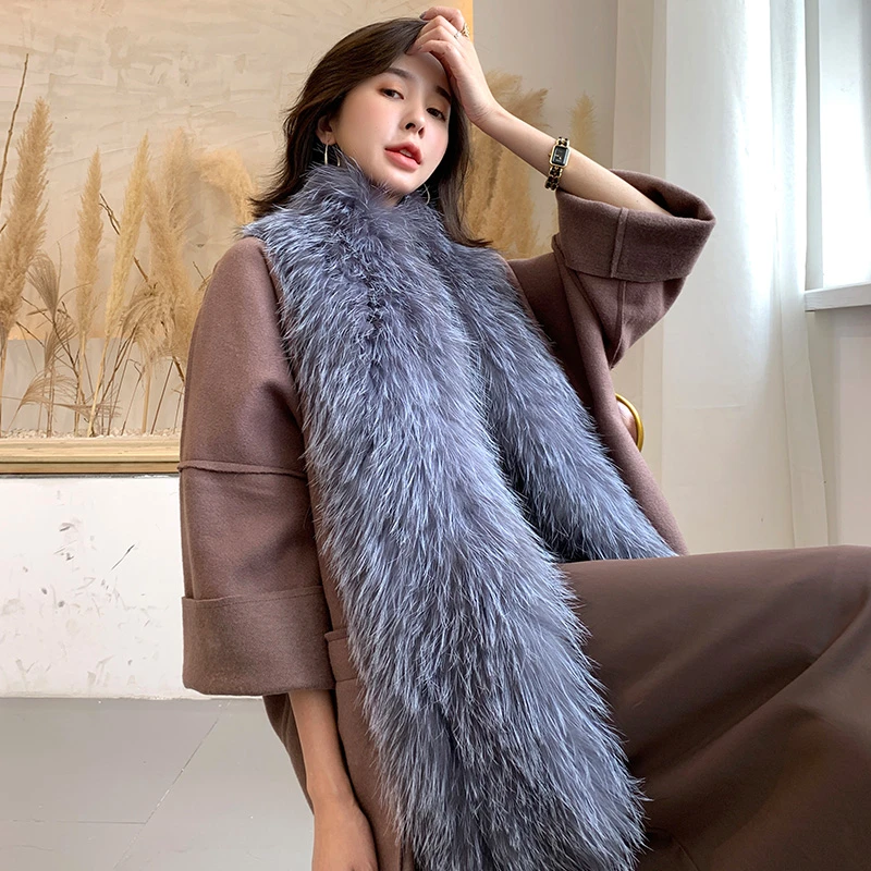 韩版狐狸毛编织围脖超长款女士百搭皮草围巾冬季双面加厚保暖真毛