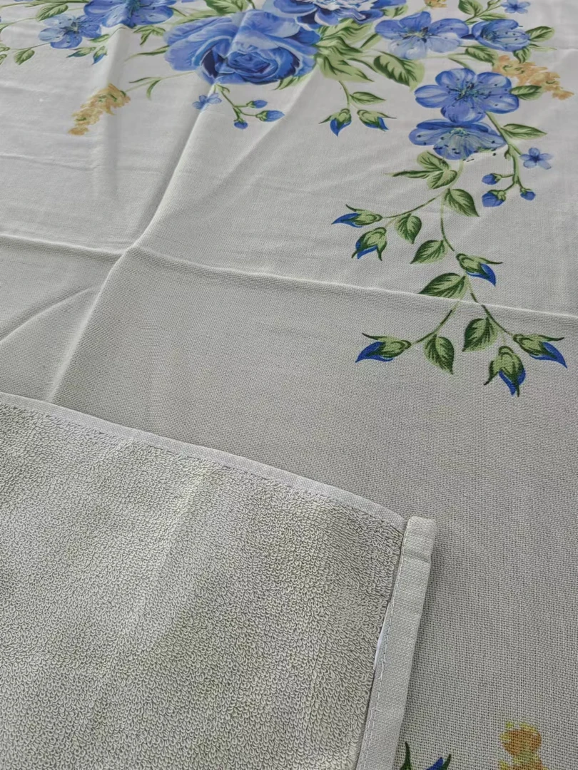 【28】140*70  牡丹蓝灰浴巾 100%全棉