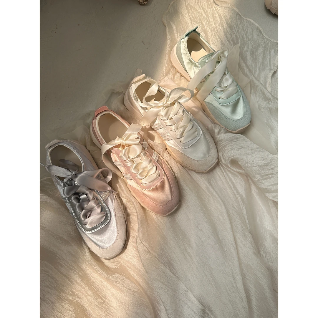 2025春季新款仙女芭蕾德训休闲鞋厚底增高少女百搭运动鞋薄荷曼波