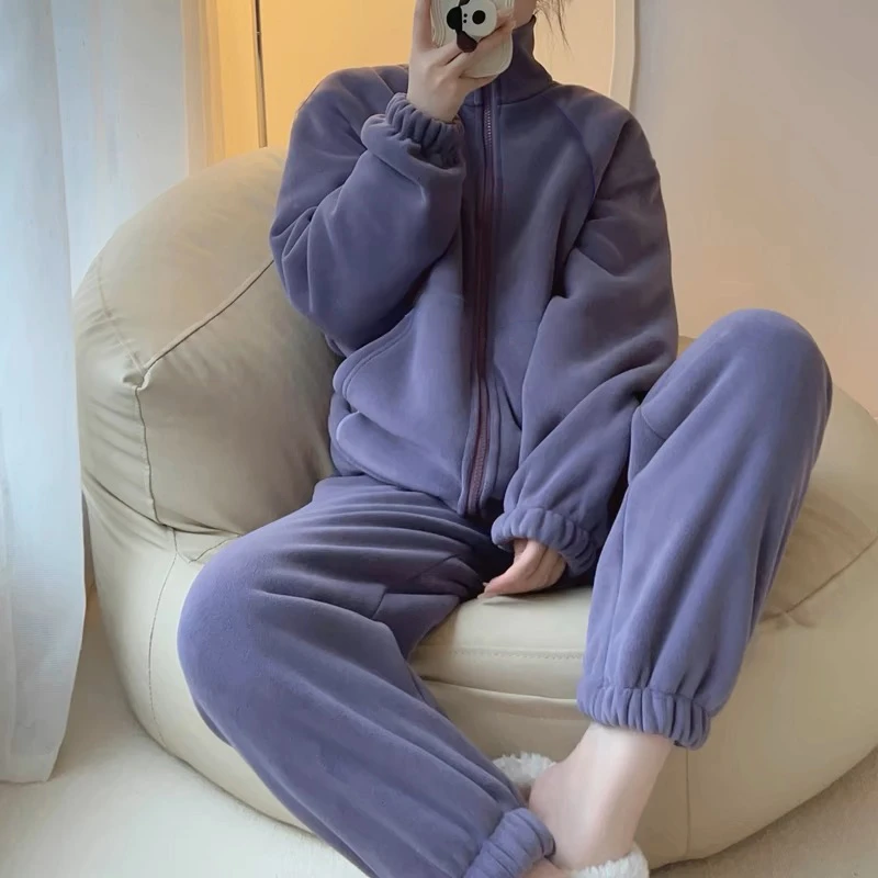 (运补6元）5001/5015小个子绒衫卫衣套装加绒加厚保暖束脚裤两件套