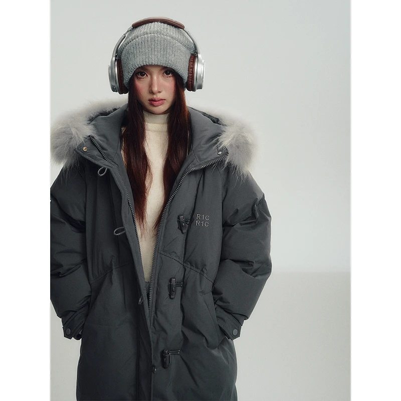 RECOIN R1C【梓薇推荐】可拆卸毛领双色长款羽绒服