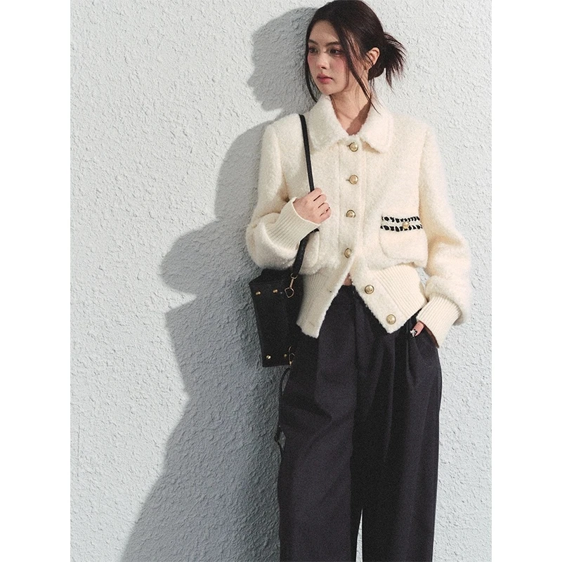 RECOIN R1C绵羊毛收腰小香风夹克