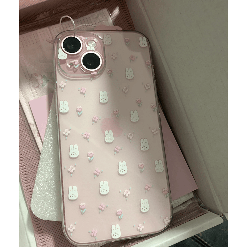 花花小兔苹果15/14/13promax手机壳xr可爱iPhone11/12pro全包xs软
