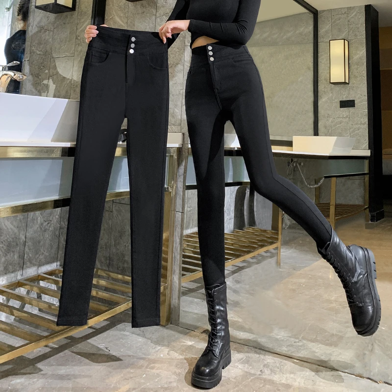 高腰打底裤女外穿2024女款爆款紧身小脚铅笔裤九分大码mm显瘦长裤