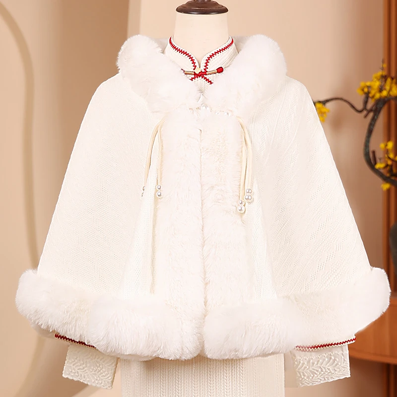 CXEGEGM/尘记新中式冬季外搭保暖披肩均码2311