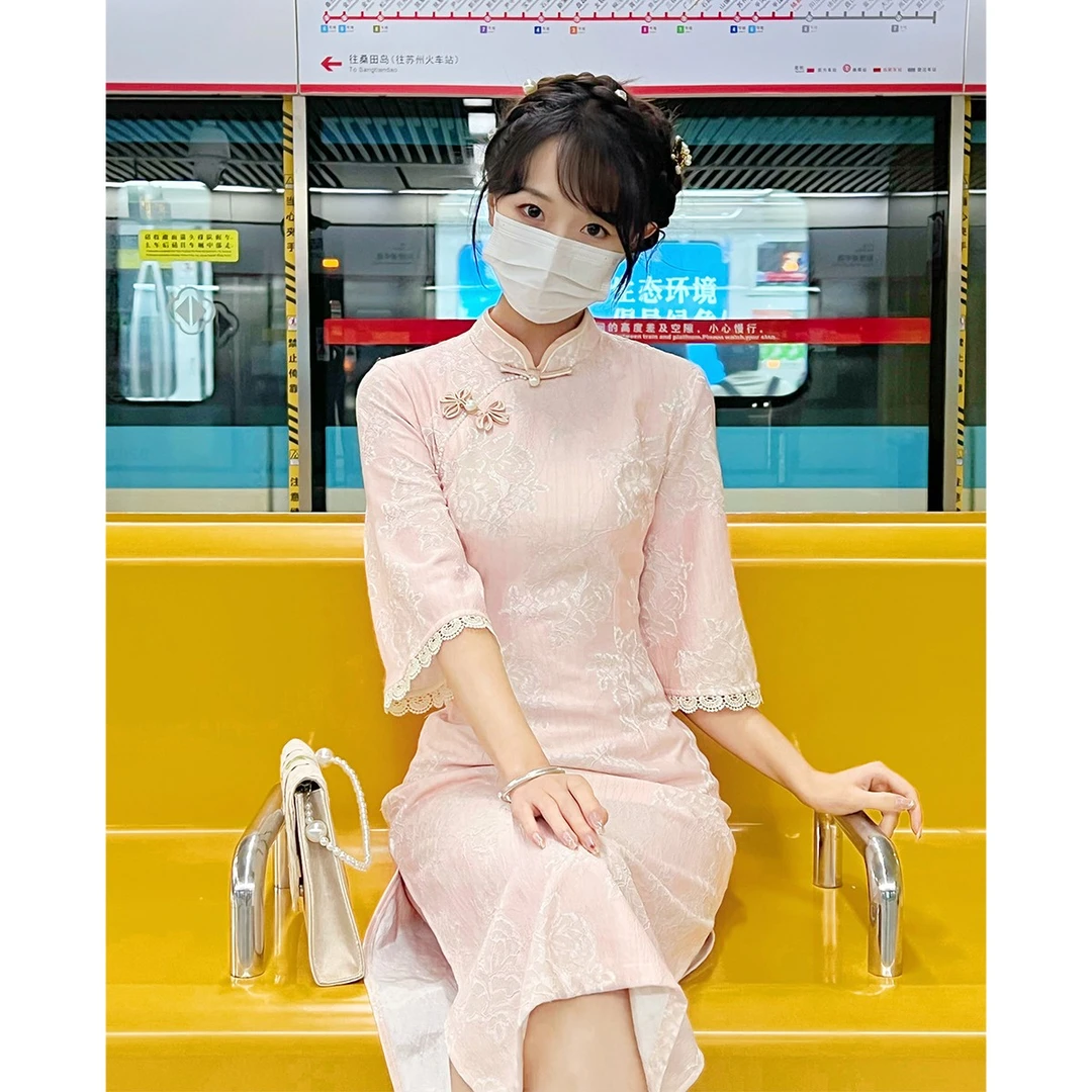 尘记【沉香】优雅少女显瘦日常年轻旗袍夏季连衣裙中国风气质旗袍裙