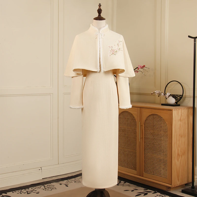 【苏州小娘鱼】尘记【傲雪梅】新中式复古秋冬旗袍套装日常修身连衣裙