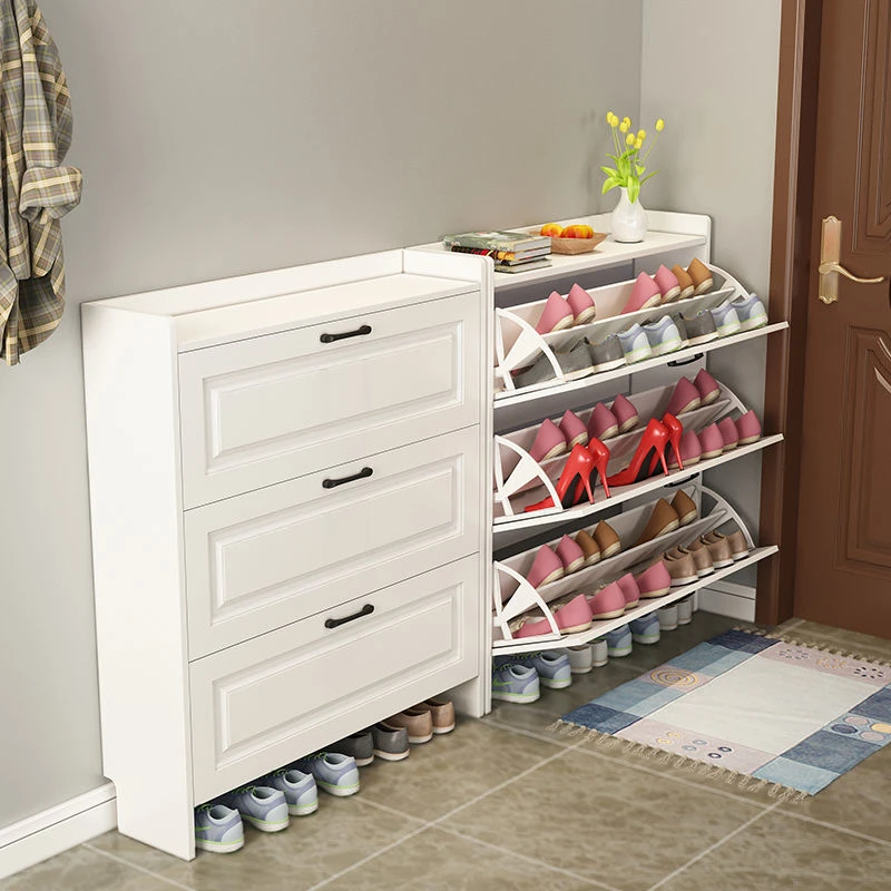 简易窄边鞋柜家用门口省空间现代17cm超薄翻斗大容量多层防尘鞋架