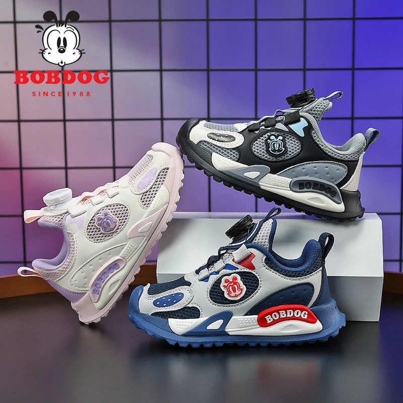 巴布豆女童鞋子2025春季新款男童百搭运动鞋6-12岁双网透气儿童鞋