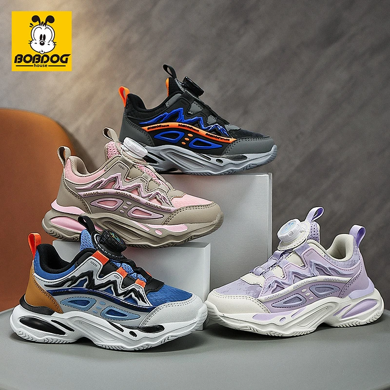 巴布豆儿童鞋子春季中大童男童休闲鞋女童防水运动鞋软底跑步鞋