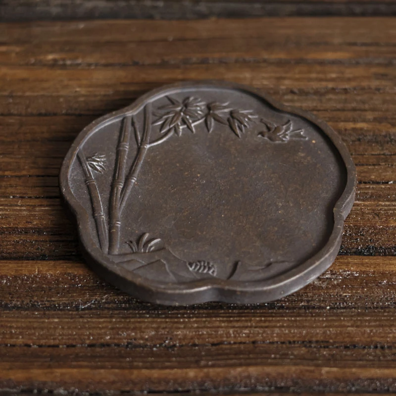 【知艺山房】紫砂竹子杯垫（喜乐S0014）