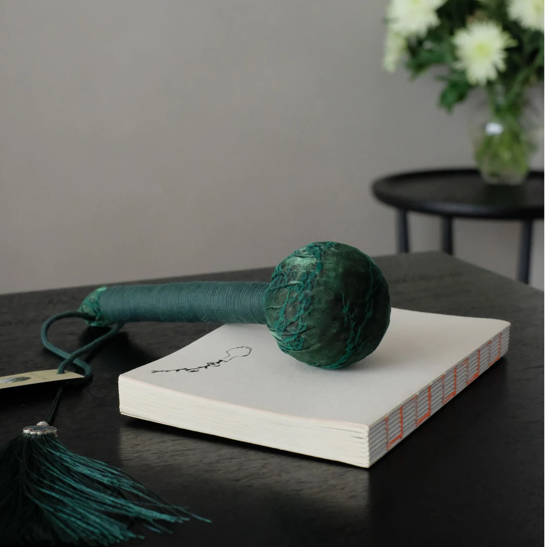 【知艺山房】<冰梅>绿色香云纱香锤（慢蓝S0663）