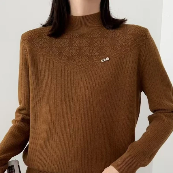 女圆领（绣花款）毛衣针织衫62㎝❤套头女士半高领打底时尚长袖秋冬