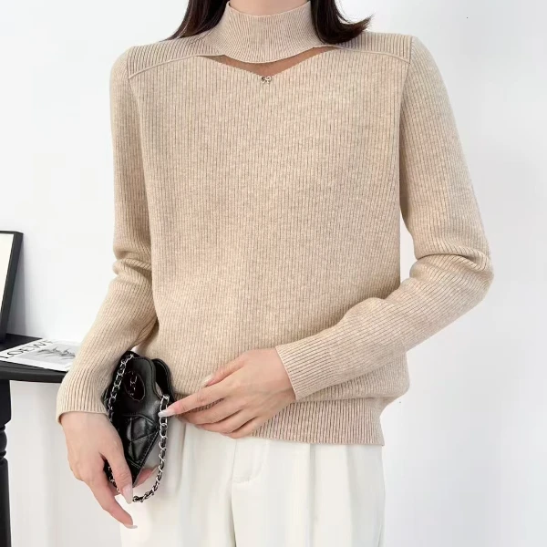女圆中领（纱款）一体绒毛衣针织衫62㎝❤套头女士打底时尚长袖秋冬