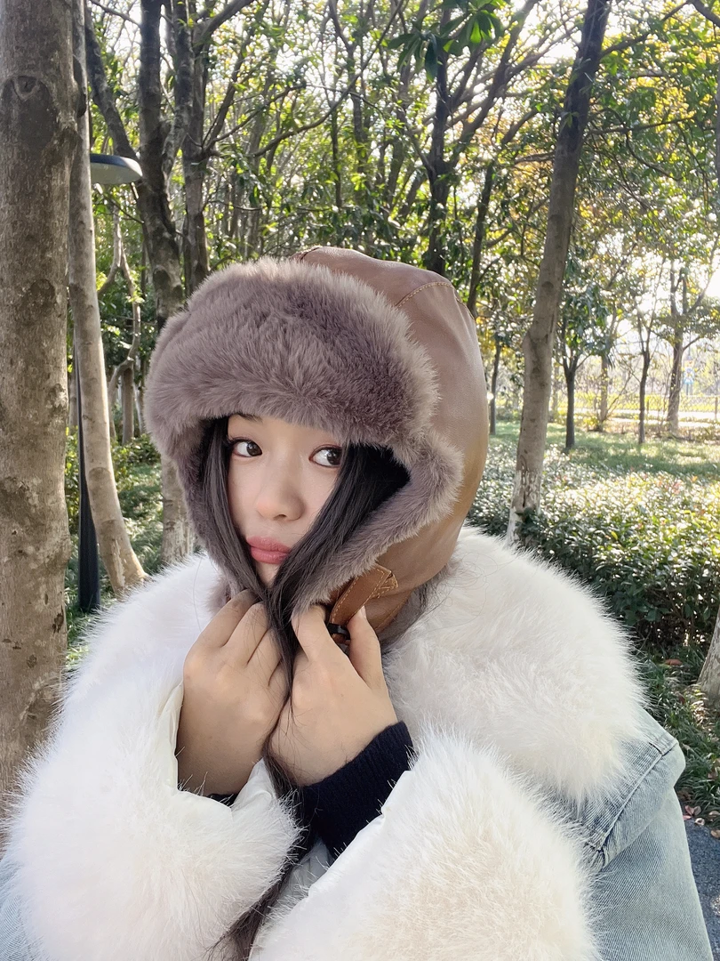 冬季保暖雷锋帽，男女同款美拉德色系机车滑雪抗风-实拍真实秋冬