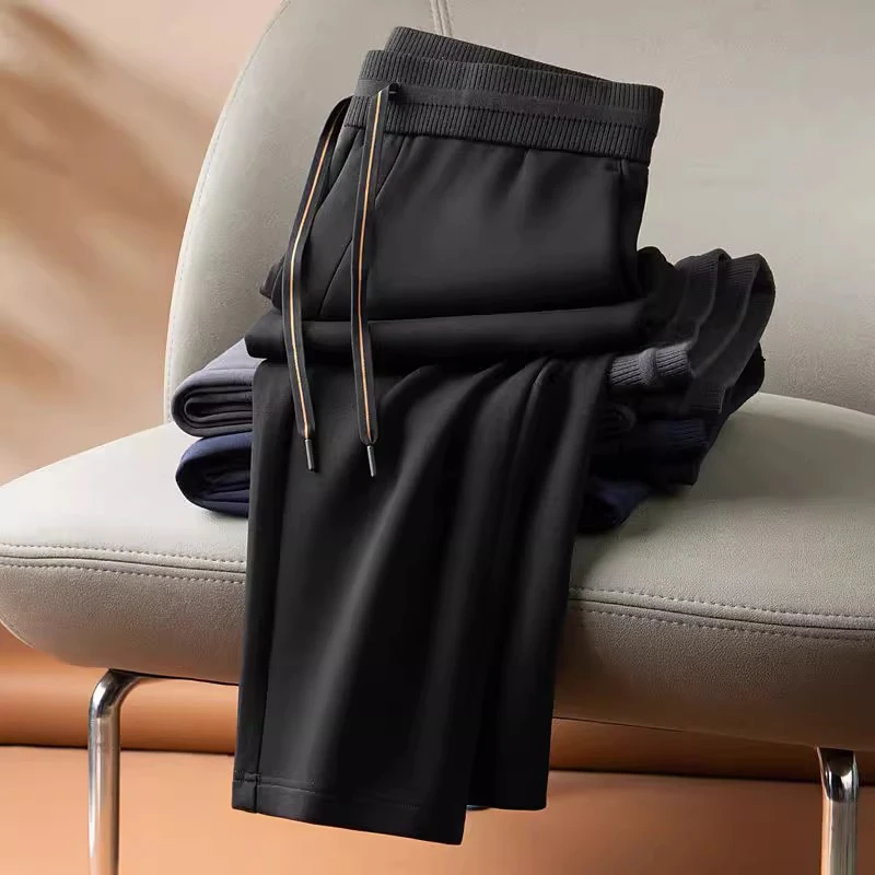 重磅高品质男裤子高弹抗皱保暖空气层秋冬男士直筒休闲长裤卫裤