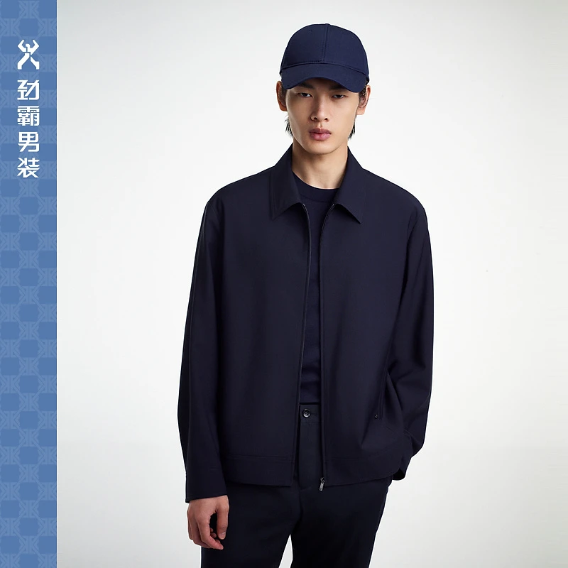 【劲霸男装】男翻领商务休闲春季凉爽舒适通勤款夹克|BKDE1172