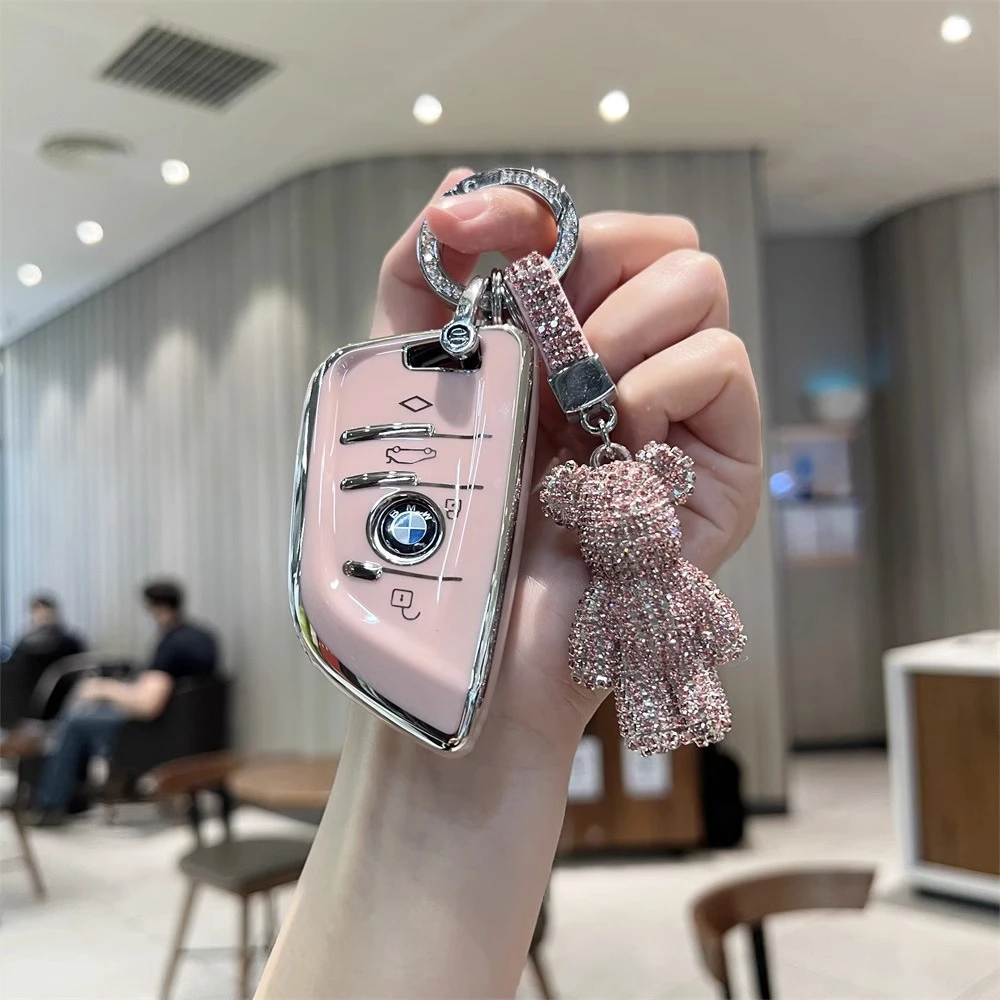 适用宝马5系X3系X5车钥匙套刀锋X1 i3 ix3 1系X2 7系X6壳扣女粉钻