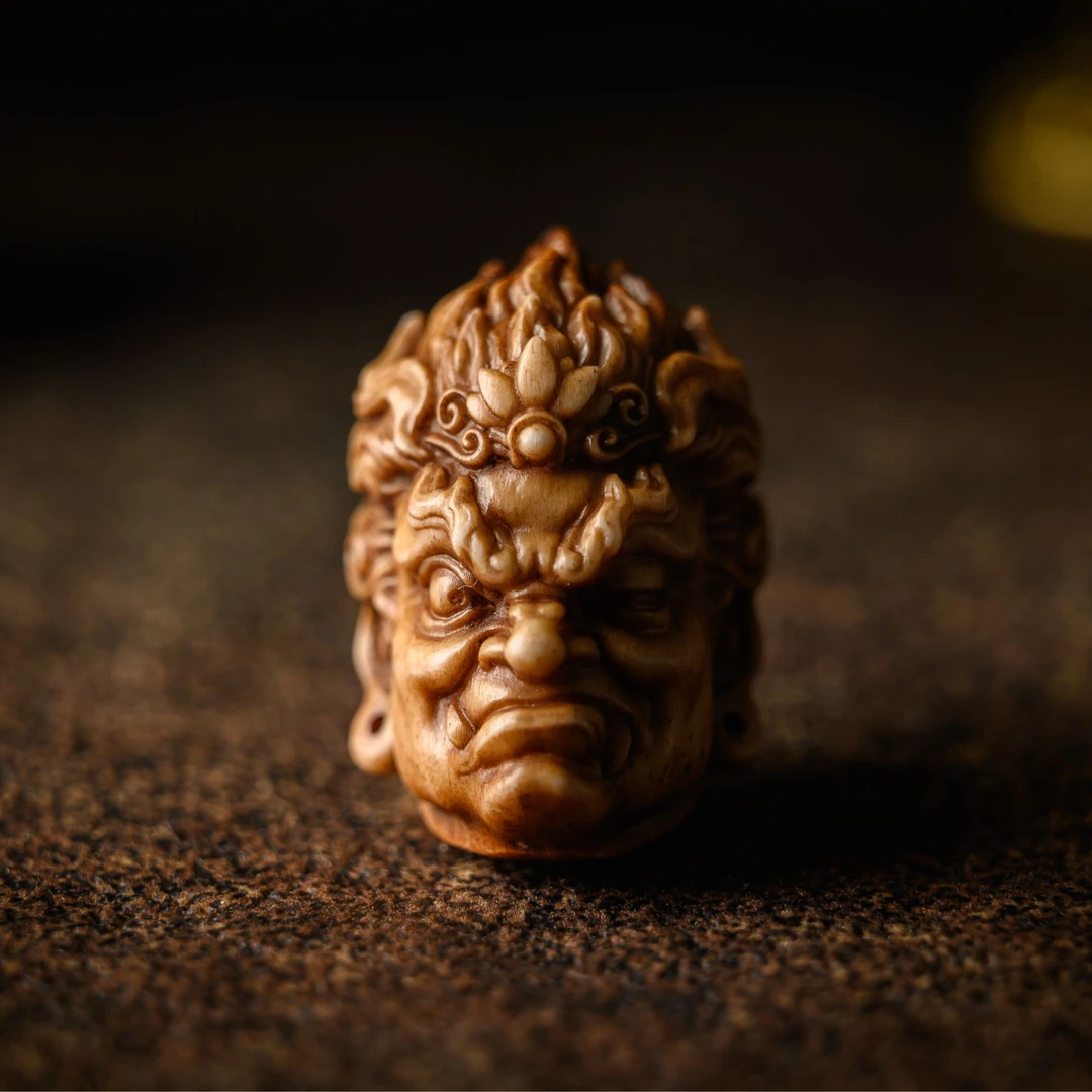 非金属树脂吊坠 【喜珠严选】民族风藏式老鹿角雕刻不动明王挂件