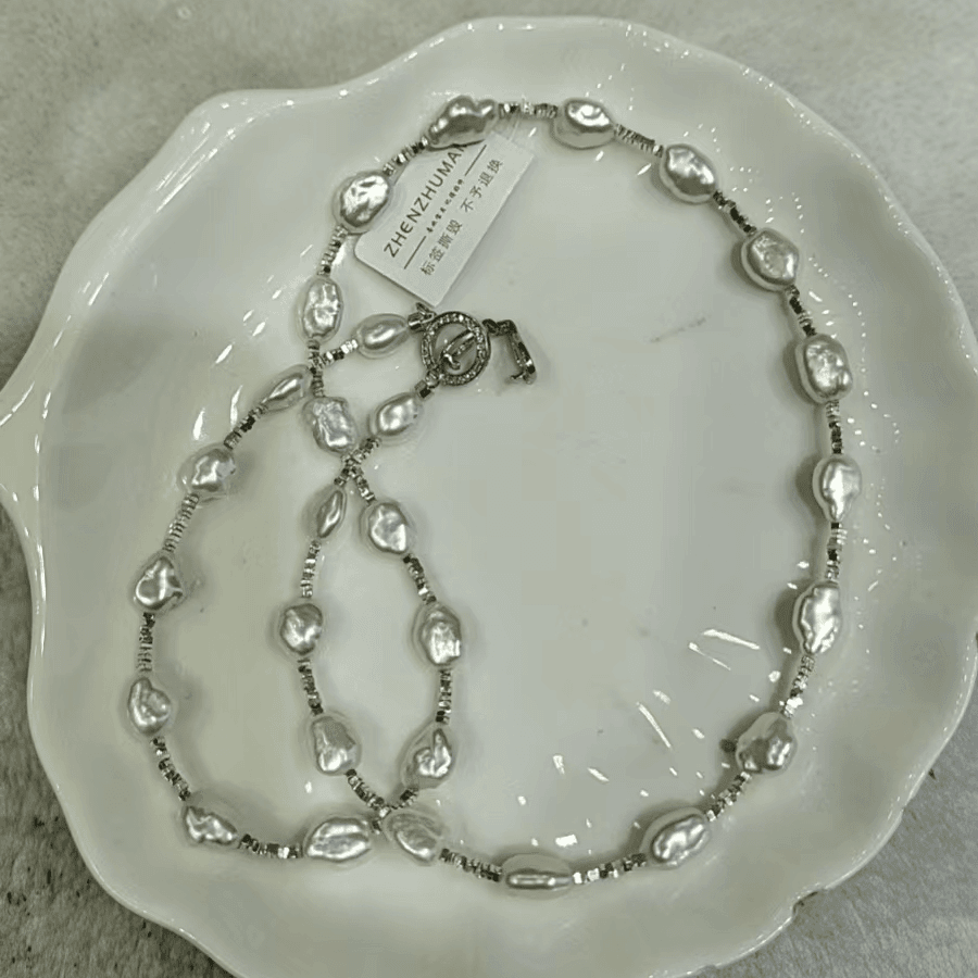 A80淡水keshi碎银子项链
