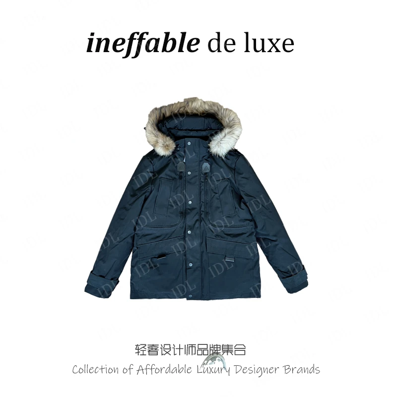 H018 品牌原单无标黑色羽绒服短款轻奢时尚加厚设计师秋冬