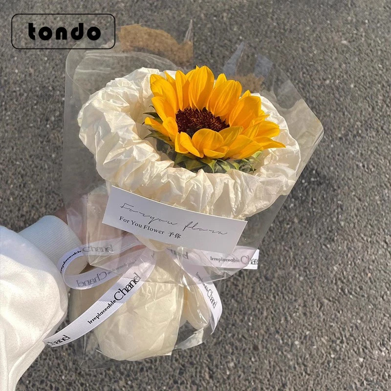 教师节diy单支向日葵花束手工材料包 透明OPP鲜花包装纸 一套材料