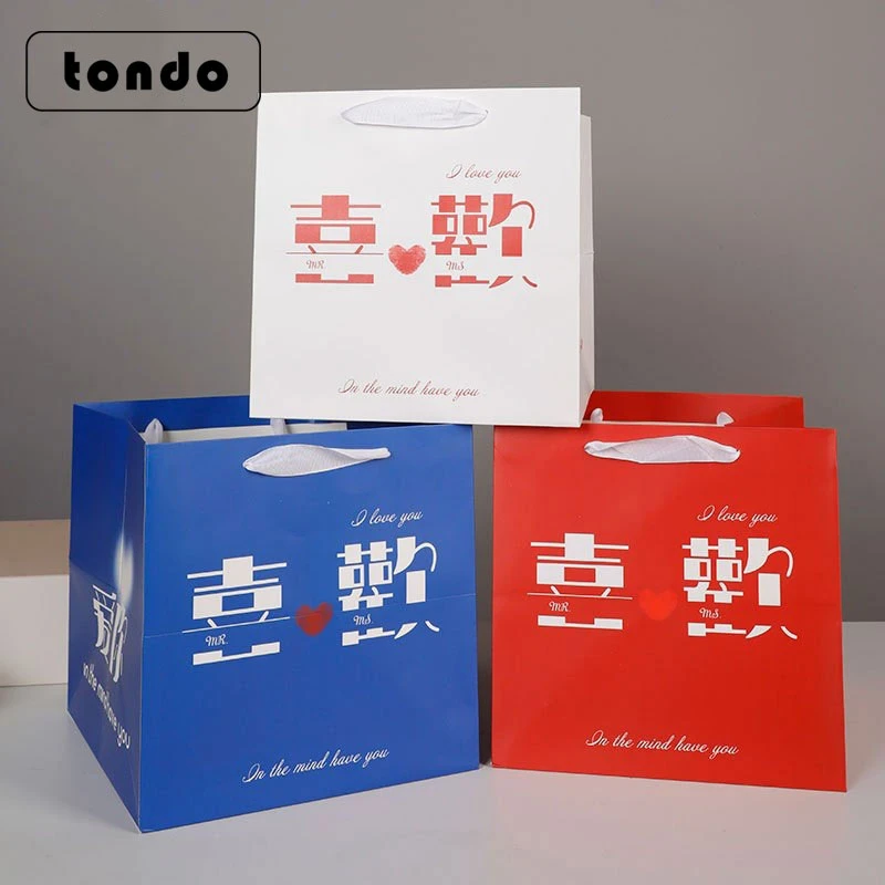 （清仓处理）10个装手提袋情话大字鲜花礼品袋方形包装袋（破损包赔）