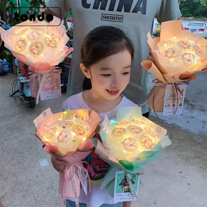 六一儿童节礼物手工DIY发光果冻花束材料包 小朋友节日生日礼物