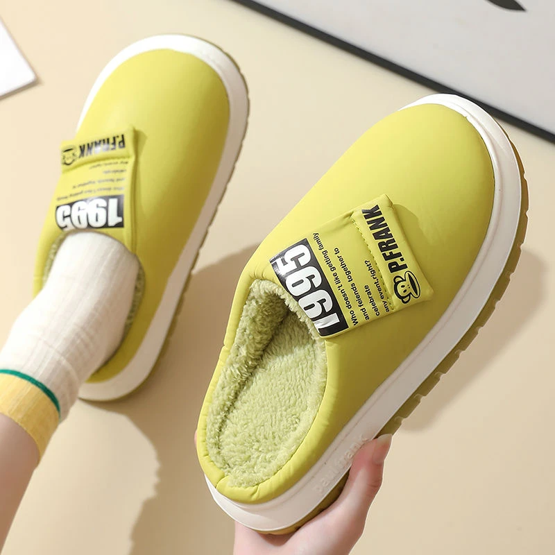 大嘴猴秋冬新款舒适保暖棉拖鞋女居家用防滑防寒防水保暖棉拖鞋男