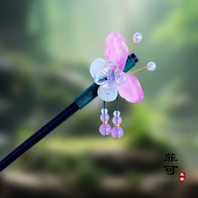 菲可家A7145【蝴蝶花】超仙中国风手工简约百搭发簪汉服旗袍发饰女