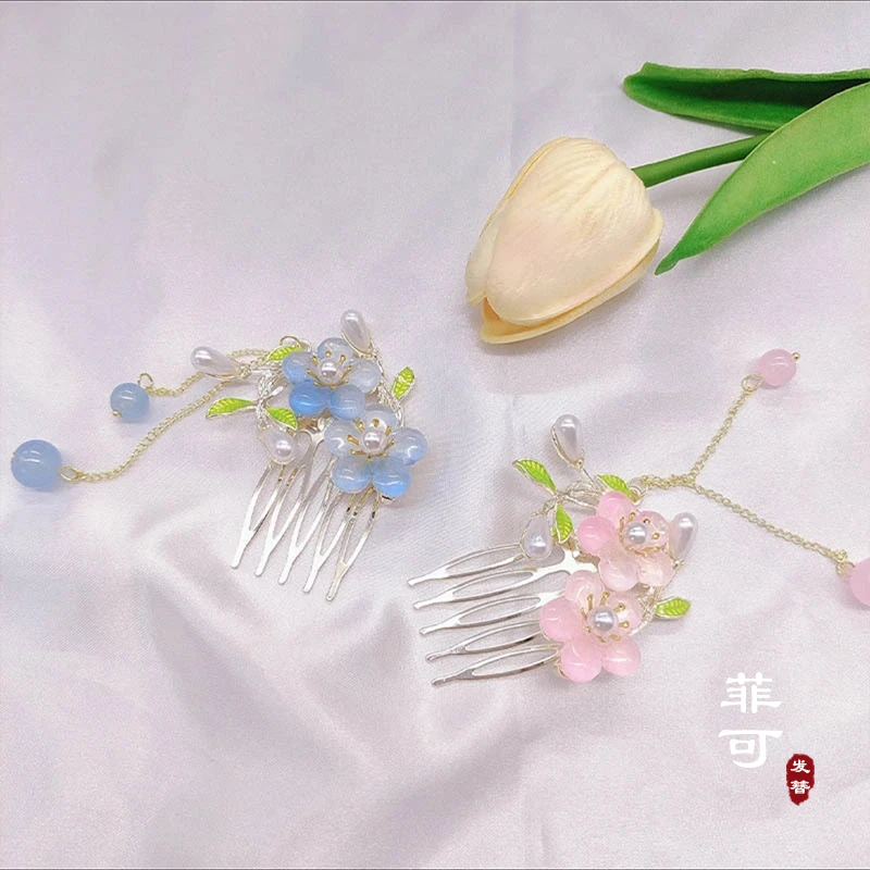 菲可家A9145"桃花朵朵“复古高级感小众插梳发钗汉服百搭头饰发饰