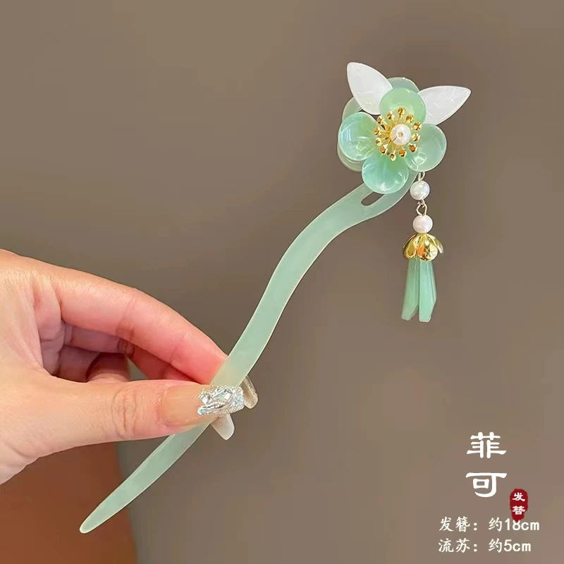 菲可家A6323“时影荷花”玉簪古风发簪气质超仙简约古典发簪子