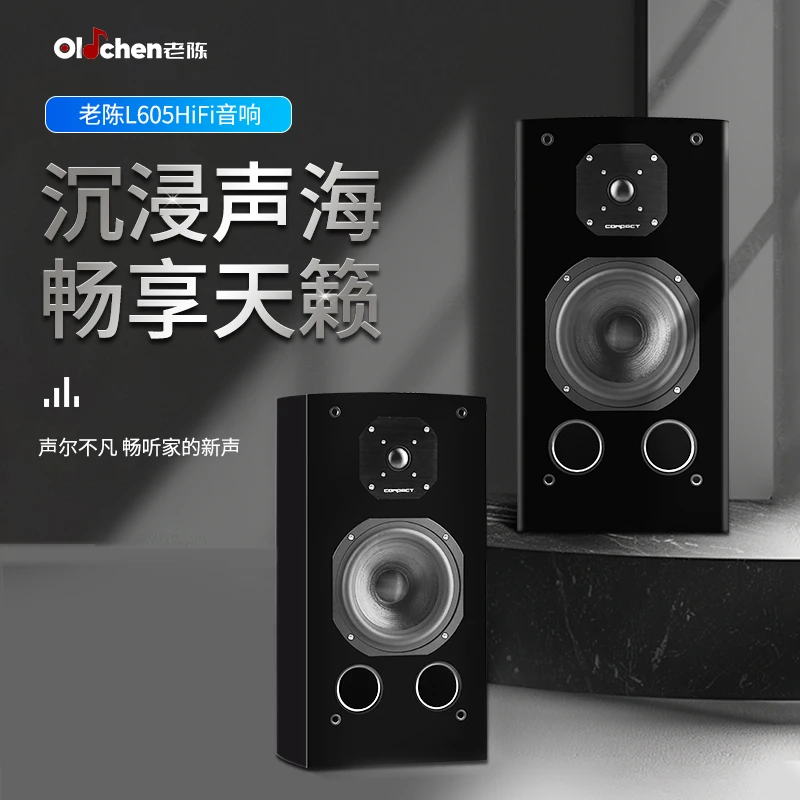 老陈品牌出品L605 6.5寸二分频HiFi发烧书架无源音响