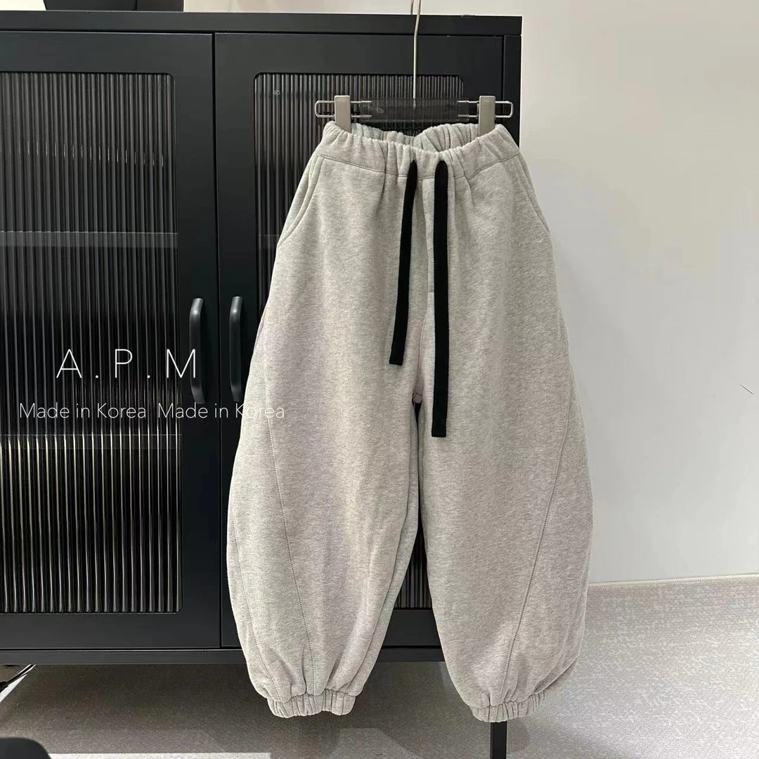 A.P.M【椰鲁雪花灰 】- 韩国设计师款加绒卫裤 9130