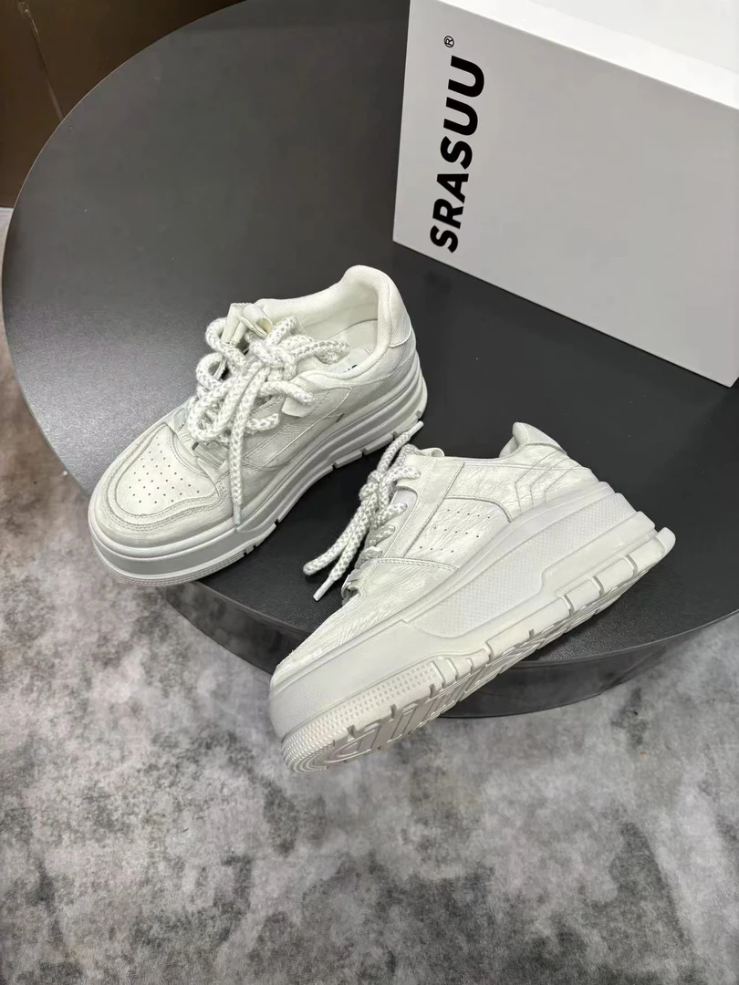 欧货爆款休闲鞋真皮做旧擦色厚底板鞋