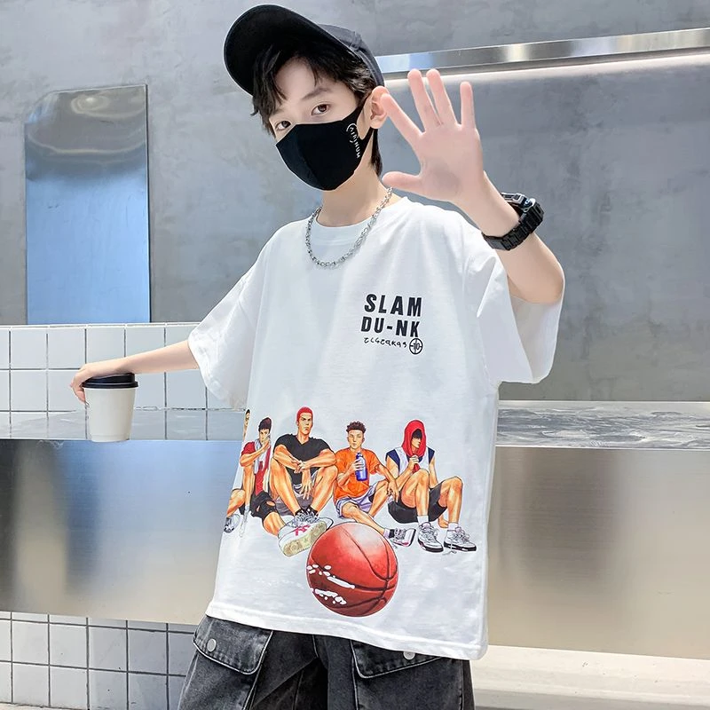 【100%纯棉】男童短袖t恤2024新款上衣夏季纯棉中大童夏款男孩半袖