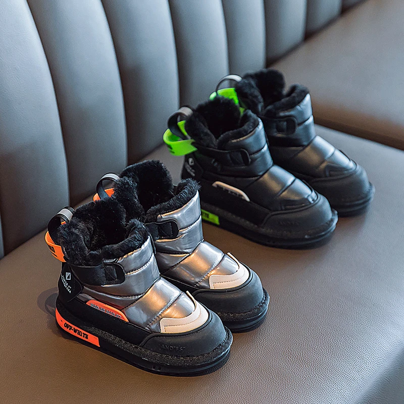 2025冬季新款中大童加绒棉鞋加绒保暖防水短靴儿童雪地靴-CRT-915