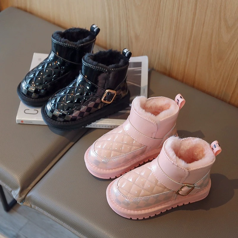 儿童雪地靴女童冬季加绒保暖棉靴2024新款男童防水防滑棉鞋-YNA-8