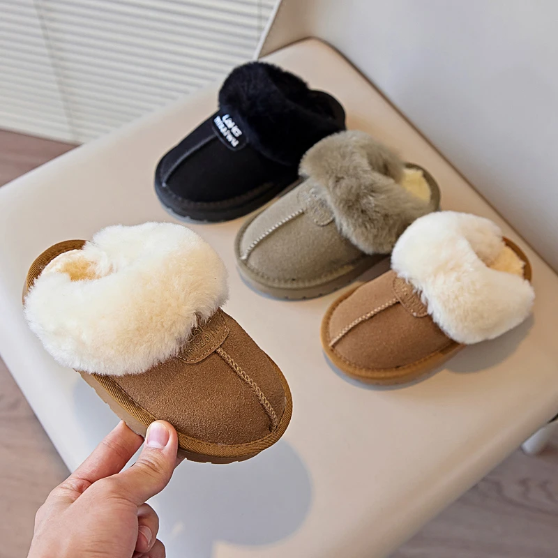 儿童雪地靴2023冬季大棉靴女童靴雪地棉毛毛半拖居家棉拖-XK-2701