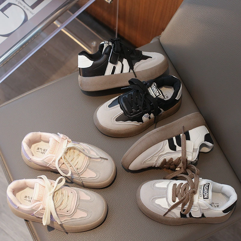 女童运动鞋儿童板鞋2024新款春秋时尚中大童德训鞋男童单鞋-3391