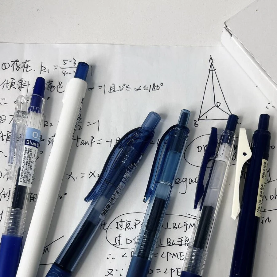 6支蓝黑笔多品牌医护用墨蓝色深蓝笔0.5mm