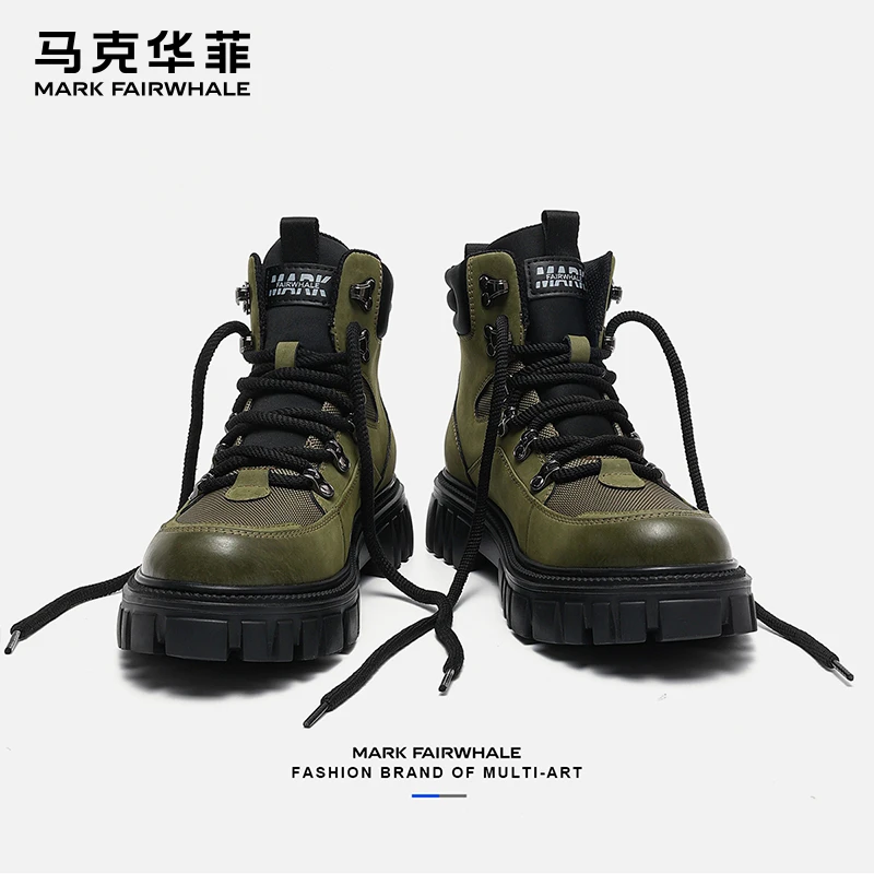 马克华菲马丁靴男冬季雪地工装靴子2025新款皮靴厚底男士加绒棉鞋